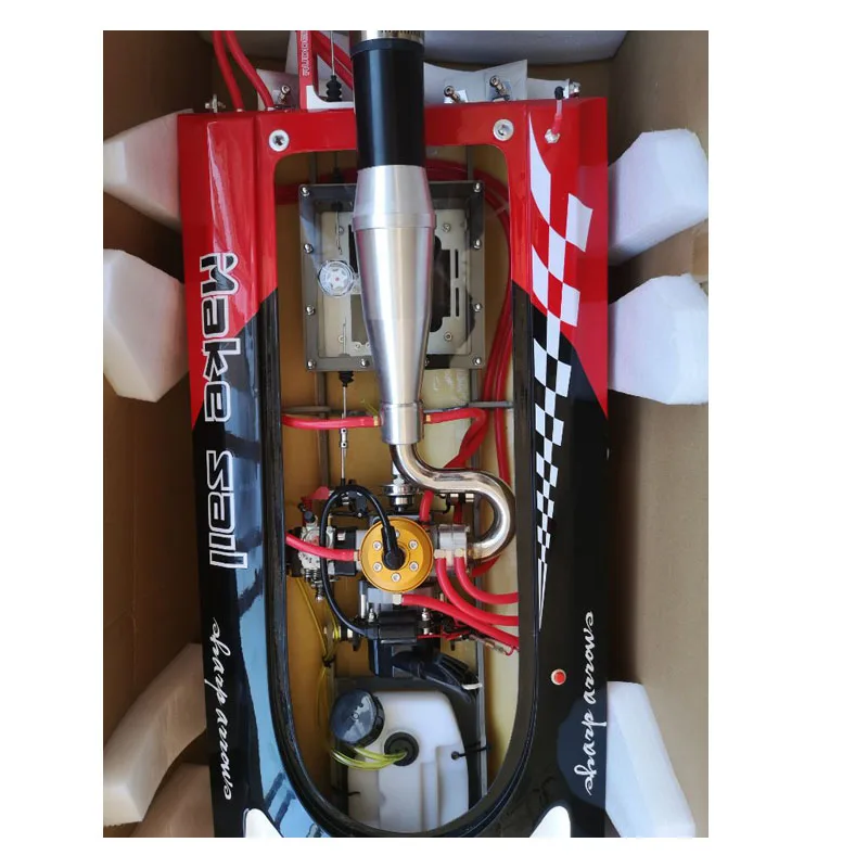 DTRC G30C 30CC Red Fiber Glass Gasoline Racing ARTR RC Boat W/O Radio System Servos Speedboat Boy Toys Model Gift Fun TH02709 3