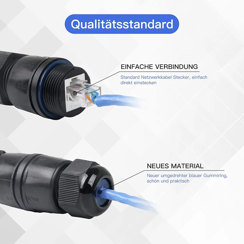 RJ45 Coupler Ethernet LAN IP68 Cable Wire Connector M25 Gland No Shielded Cable for Outdoor LED Equipment Underwater