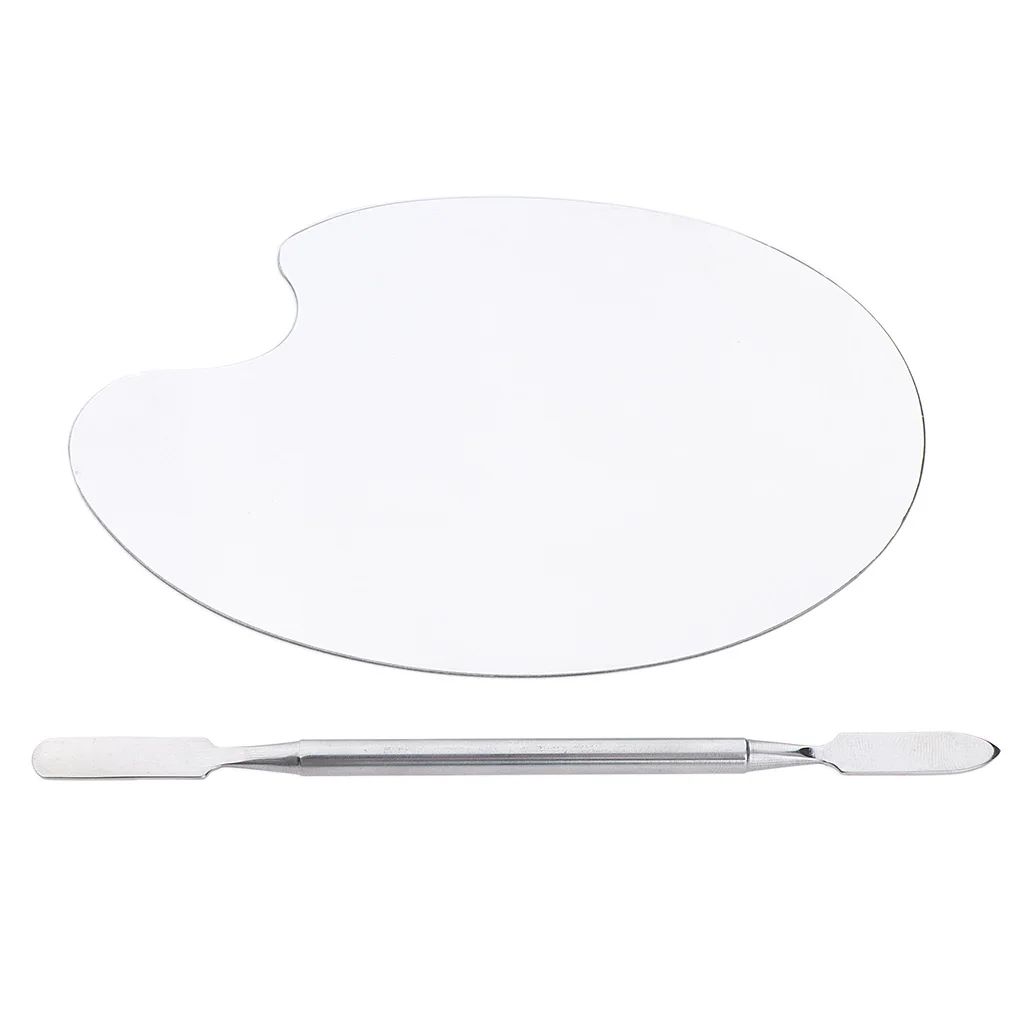 

2Pcs Stainless Steel Cosmetic Palette with Spatula for Makeup /Lovers