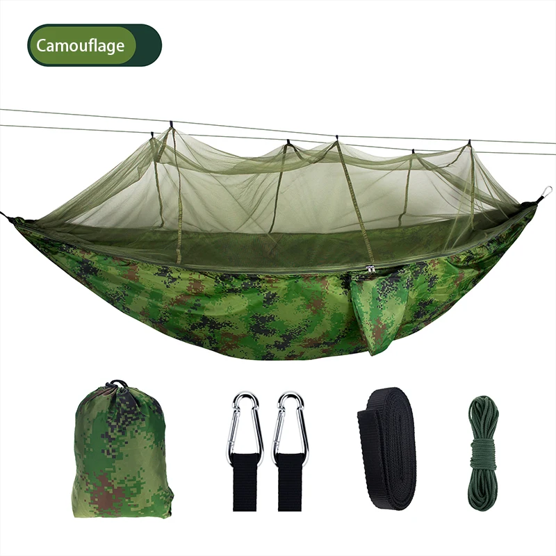 

Professional Camping Hammock For Single 260x140cm Double Portable Nylon With Mosquito Net Hanging Ultralight Outdoor Furniture