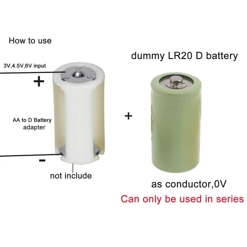 

Without Power LR20 D Fake Casing D Batteries Placeholder Cylinder Conductor Must Have Accessory