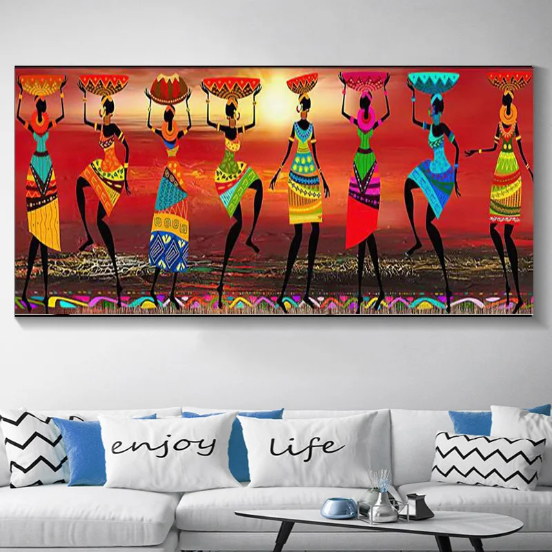 African art landscape and woman canvas painting figure posters and prints wall picture for cuadros living
