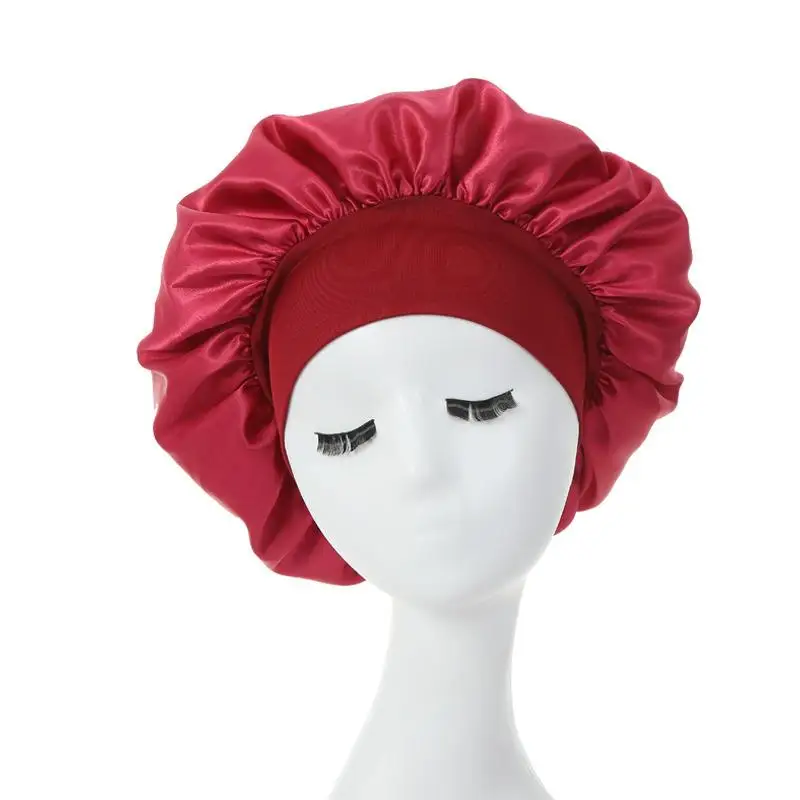 Kobiety noc sen czapki do włosów jedwabista maska satynowa dwuwarstwowa regulacja pokrowiec na główkę kapelusz na kręcone sprężyste akcesoria do stylizacji włosów