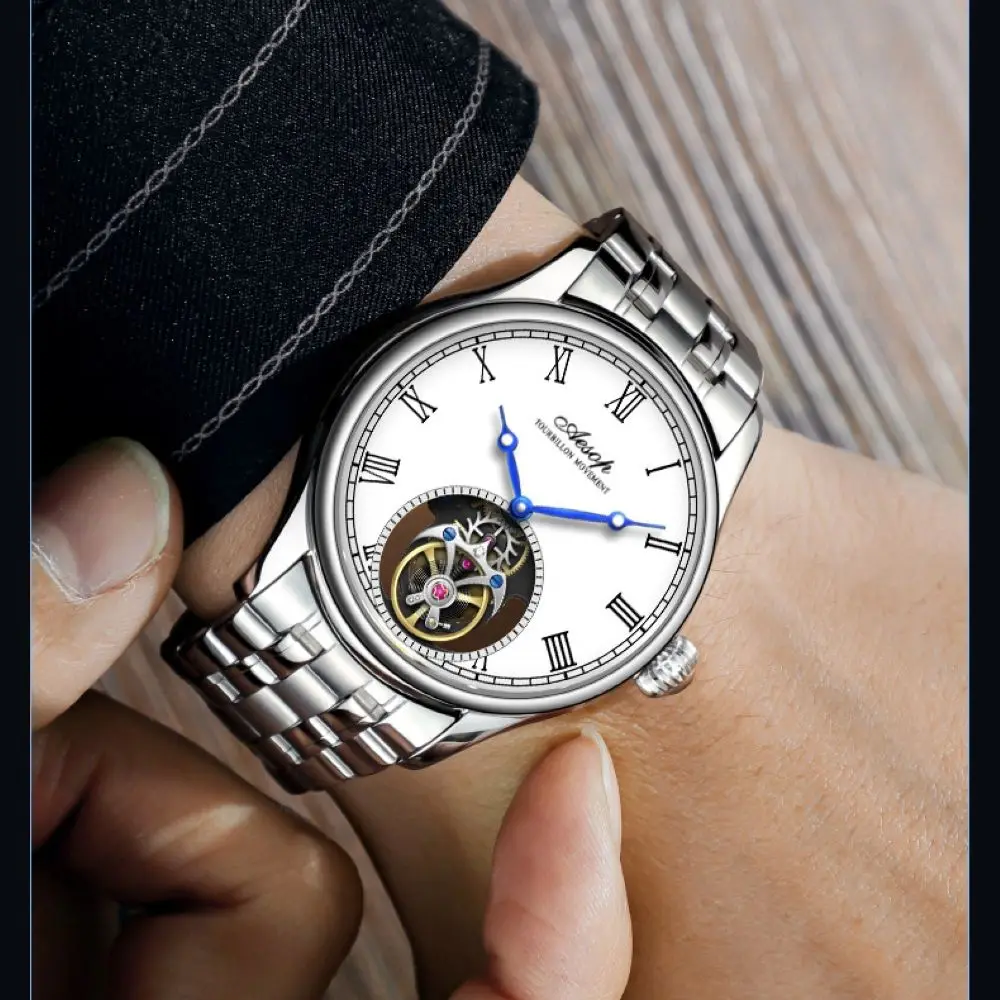 AESOP 7061 Watch for Business Men Waterproof Mechanical Watches Flying Tourbillon Male Skeleton Man Brand Luxury Clocks 2023 New 6