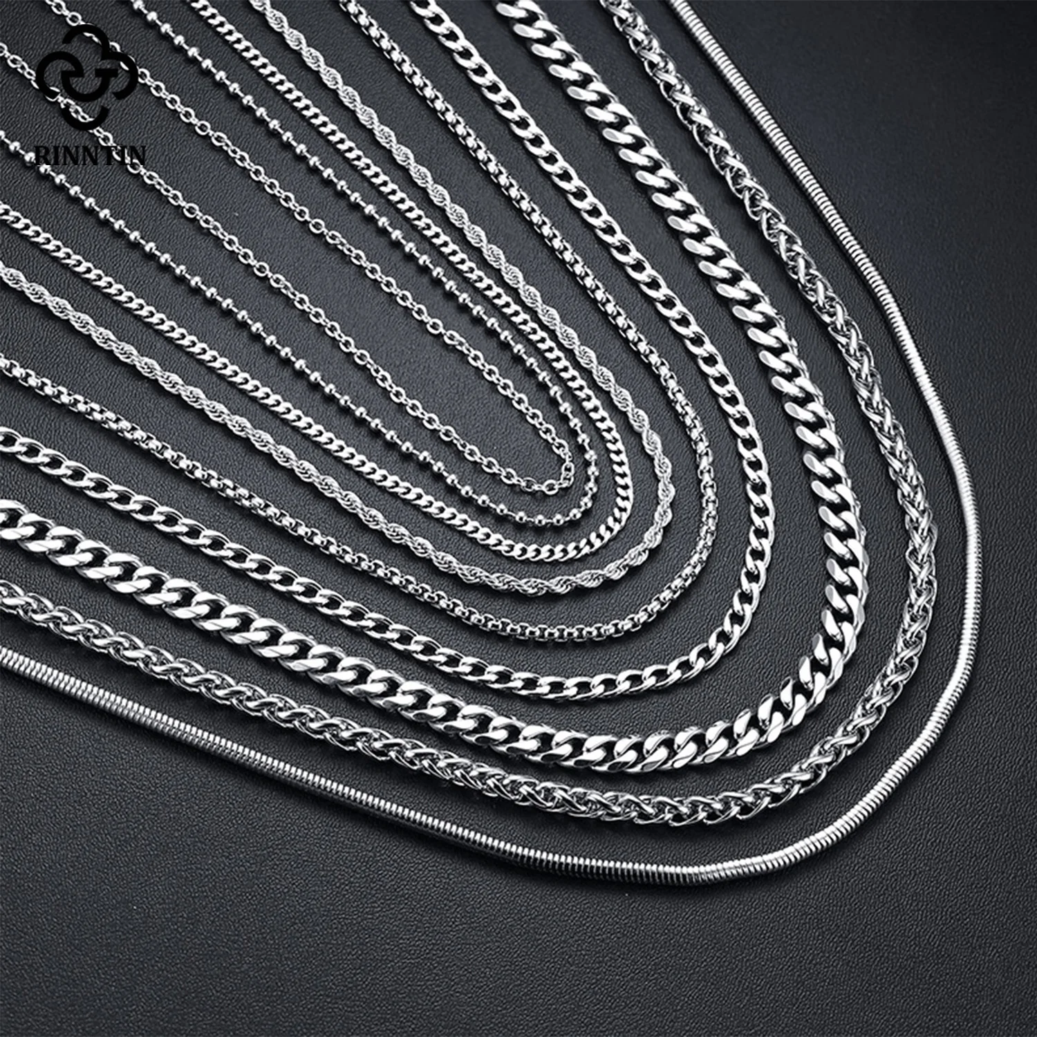 Rinntin Vintage 925 Sterling Silver Link Necklace Fashion Women Men Dainty Neck Chain Hip Hop Rhodium Neck Jewelry Gift SC21 3
