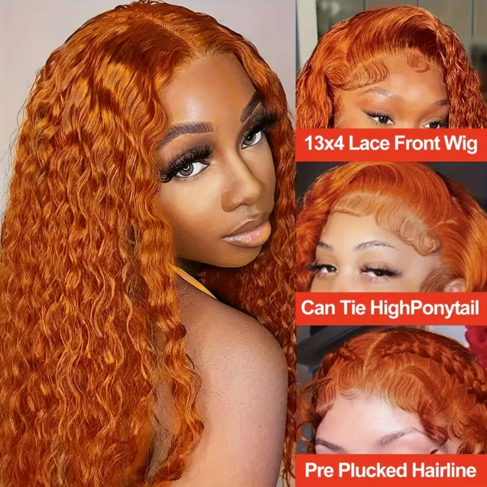 30 Inch Ginger Hd Lace Wig 13X6 Human Hair Deep Wave Human Hair Wigs 13X4 Hd Lace Frontal Wig 250 Density Colored Lace Front Wig