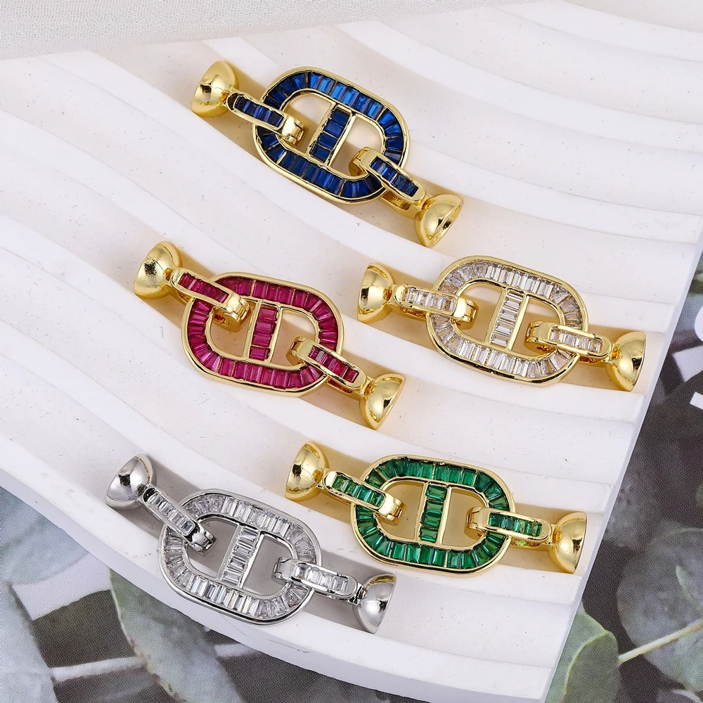 Juya DIY 18 Karat echt vergoldet cz Befestigungs schlösser Stecker Verschluss Verschlüsse Zubehör für hand gefertigte Perlen Perlen Schmuck herstellung – Detail 4