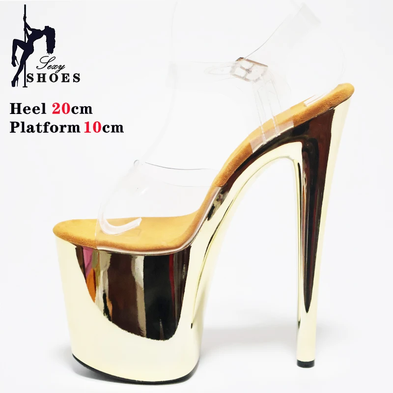 Sexy Fetish 8Inches Dress Platform Sandals Peep Toe Pole Dance Shoes 20cm Women Stripper Models Show Nightclub Exotic Bride Shoe