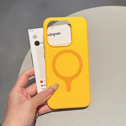 Matte Liquid Silicone Magnetic Phone Case with Wireless Charging and Shockproof Bumper Cover for OnePlus 15T (SP - YQPP DK - yellow)