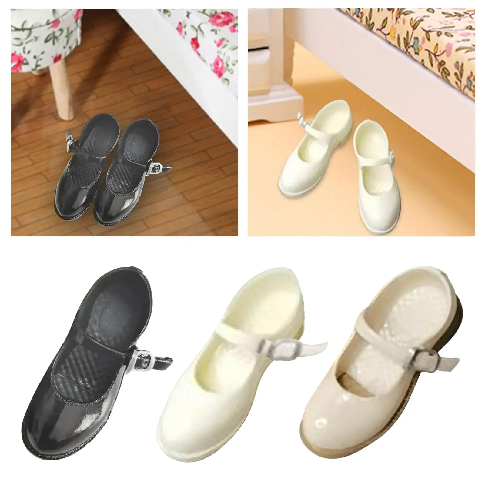 1:6 Scale Woman's Ankle Strap Footwear Low Block Heel for 12'' Doll Figures