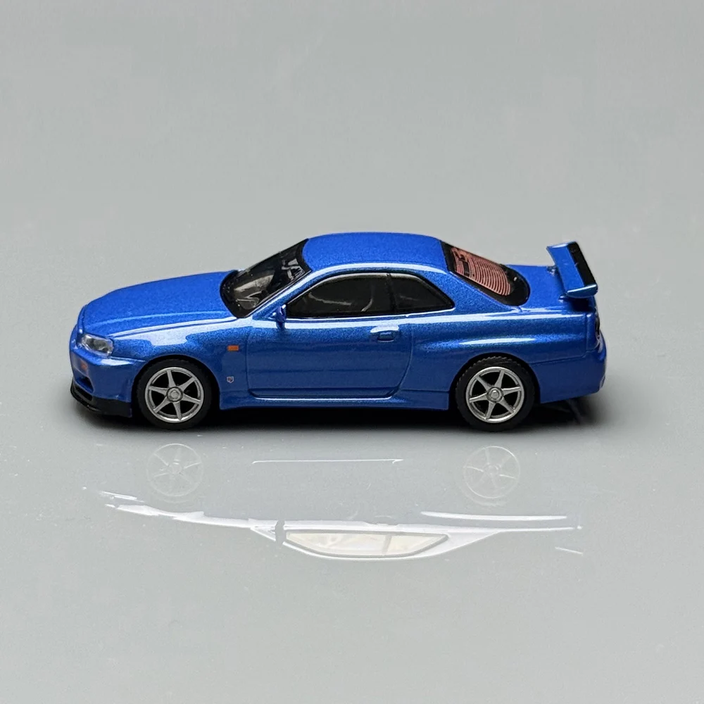 MGT 1/64 스카이라인 GTR R34 합금 다이캐스트 모델 자동차 컬렉션 장난감 스테이션 차량 성인용 선물(포장 제외)