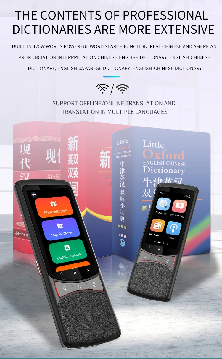 Offline voice translator intelligent portable 137language 4Gwifi real-time translator without internet translation headset stick