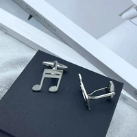 Stainless Steel Musical Symbol CuffLinks for Mens Luxury Designer Clothes Music Cuffs Button Tie Clips Wedding Souvenirs Jewelry 4