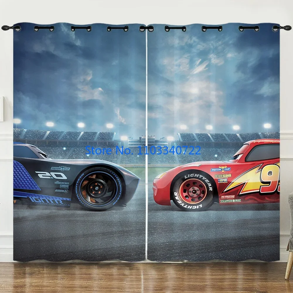 Anime Start Gathering McQueen Car Window Curtain 184x215cm 3D Print Blackout Curtains Living Room Bedroom Decor Child Kids Gift