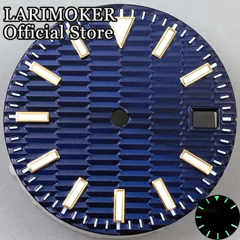 LARIMOKER 29 mm schwarz/weiß/grün/gelb/graues Zifferblatt mit grün leuchtendem Zifferblatt, passend für NH35 Automatikwerk, Uhrenzubehör – Detail 9