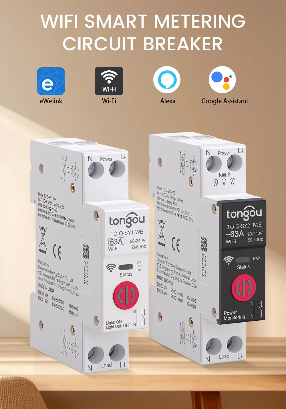 Description Picture 2 of itemEwelink TONGOU 1P+N 63A 110V 220V WIFI Smart Switch Energy Meter kWh Metering Circuit Breaker Timer Relay Smart Home Protection
