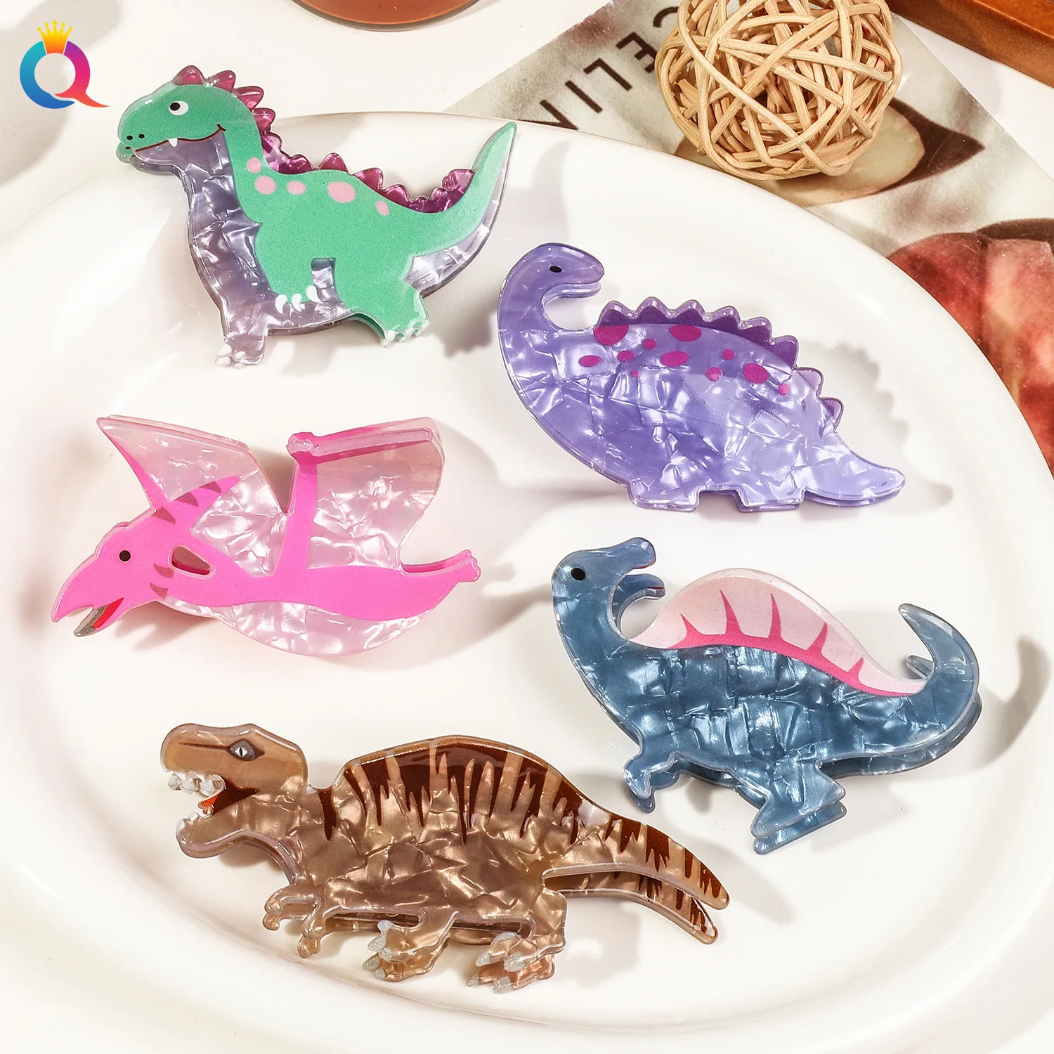 Pascal Rapunzel Lizard Hair Clip Acrylic Cartoon Dinosaur Hair Clip Cute Plate Grab Girls Shark Accessories hair accessories,hair clips