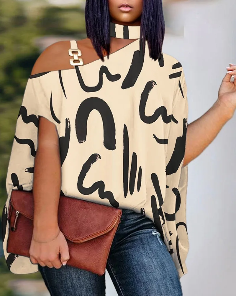 

Sexy Women Tshirts Short Sleeve Off Shoulder Top 2023 Summer fashion Print Loose T-shirt Casual Hang Neck O Neck T Shirts Tops