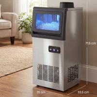 HOMCOM Machine à glaçons commerciale 36 kg/24h, acier inoxydable, ice maker, capacité 7,5 kg, 36 cubes par 10 minutes, 6