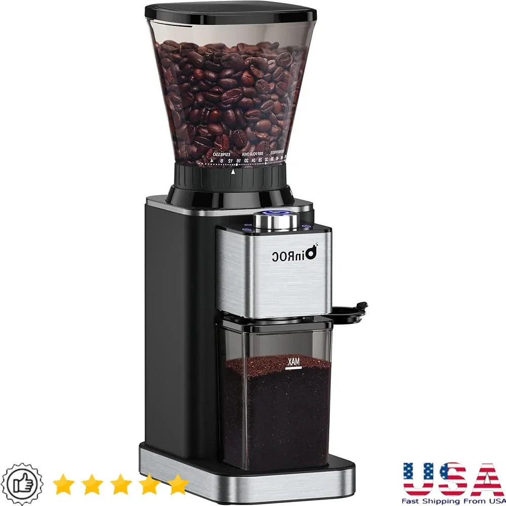 Conical Burr Coffee Grinder Anti-static Electric Coffee Bean Grinder Home Use 48 Settings 2-12 Cups Easy Operation Precision