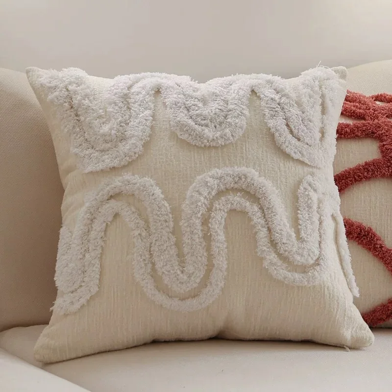 Design 10 pillow cover with curved raised pattern