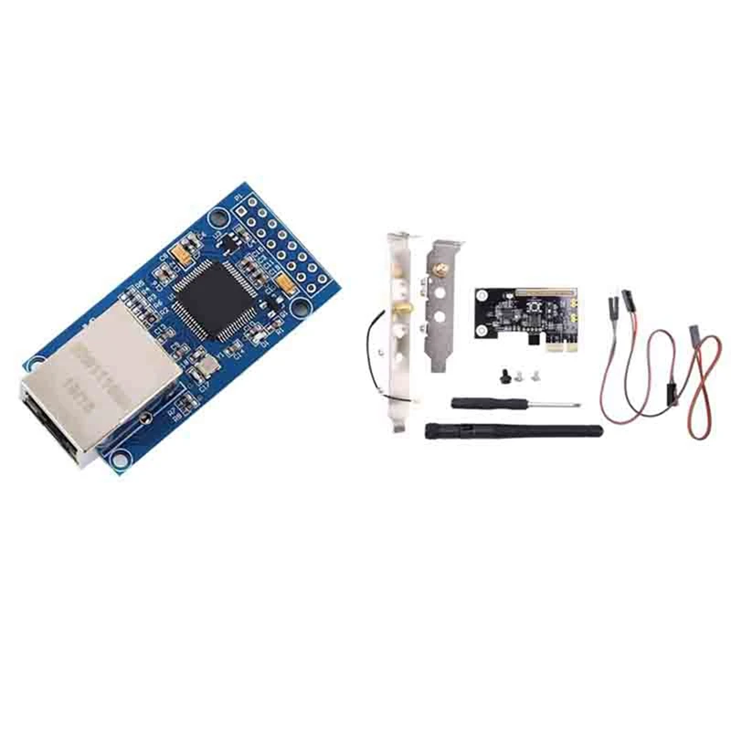 ABGZ-1 Stuks Mini Pci-e Desktop Pc Afstandsbediening Schakelkaart & 1 Stuks Ch9121 Seriële Poort Ethernet Netwerkmodule