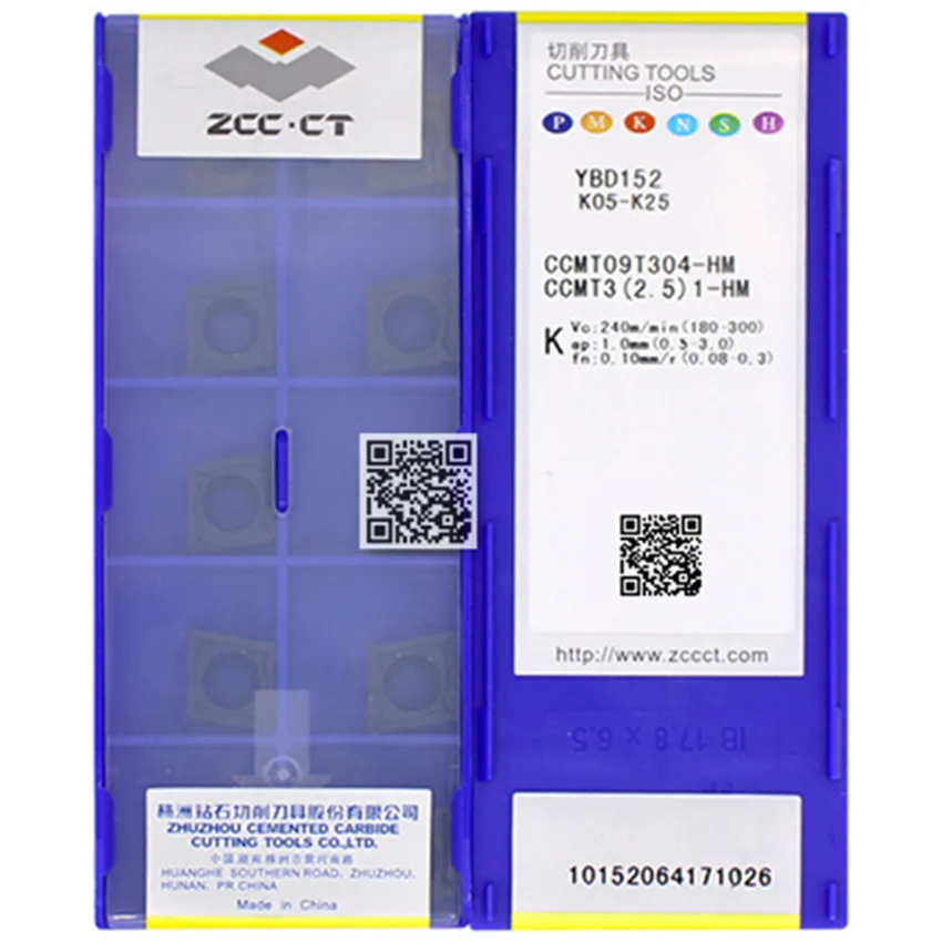 

ZCC.CT CCMT09T304-HM YBD152 K05-K25/CCMT09T308-HM YBD152 K05-K25 CCMT32.51 CCMT32.52 CNC carbide inserts For Cast iron 10pcs/box