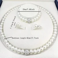 Ensemble de 3 pièces de bijoux en Imitation de perles, boule de feu, collier, Bracelet, boucle d'oreille, couleur argent, pierre de cristal, bijoux de mariée élégants 4