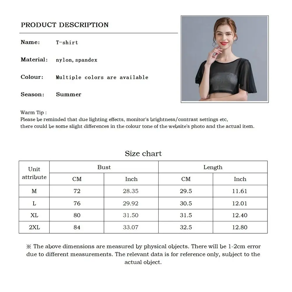 Nylon Spandex Black White Short Sleeve Women Crop Tops