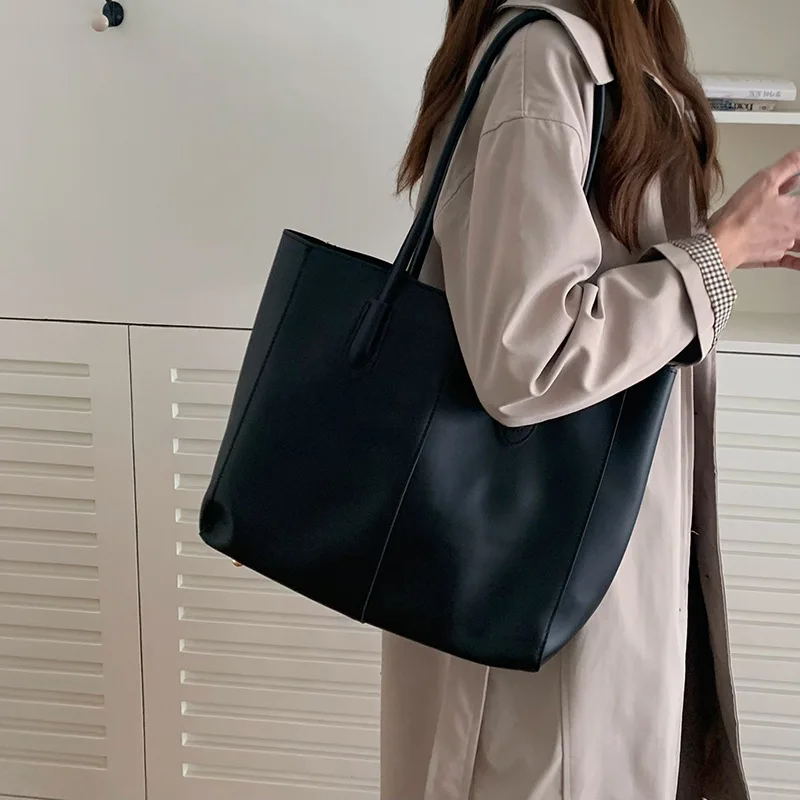 Women's Vintage Style Tote Bag Large Ins Fashion Shoulder Bag Spacious Work Commuter Bag Trendy Casual Daily Use