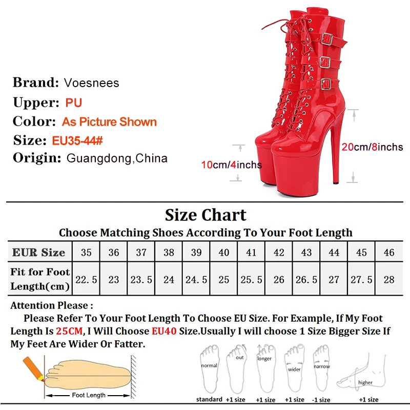 Nightclub Women's Pole Dancing Boots  20CM High Heels 8 Inch Platform Sexy Stripper Red Shoes Belt Buckle Customized Model Heels