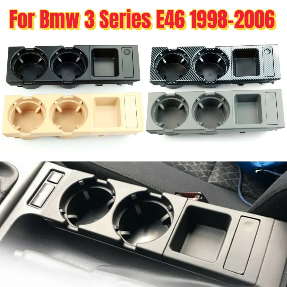 

New Double Hole Car Styling Front Center Console Storage Box Coin + Cup Holder For BMW E46 Series 1999-2006 51168217953