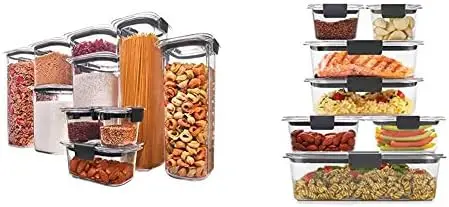 Rubbermaid Brilliance Glass Storage Set of 9 Food Containers with Lids (18  Pieces Total), Set, Assorted, Clear & Brilliance Glass Storage 4.7-Cup Food