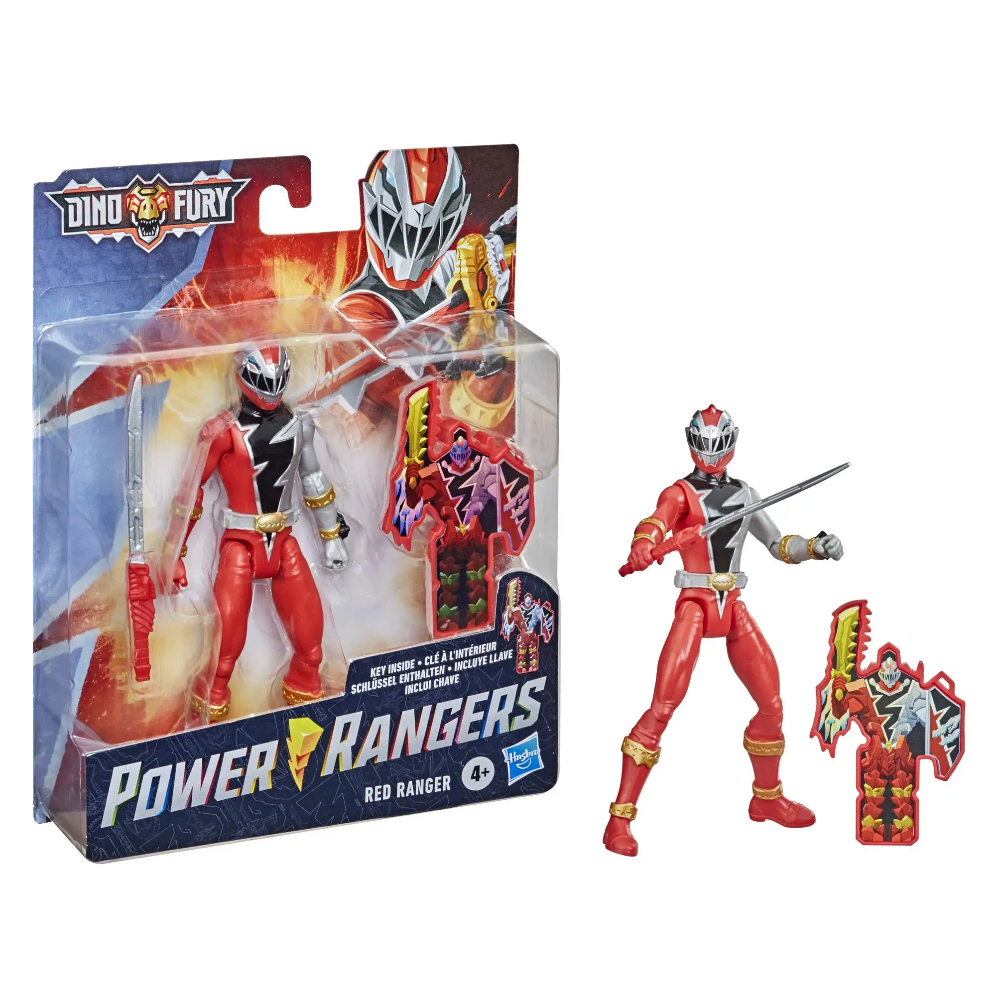 Y Power Rangers Dino Fury Red Ranger Giocattolo Action Figure Da 6 Pollici Con Chiave Dino Fury E Accessorio Dino F0538