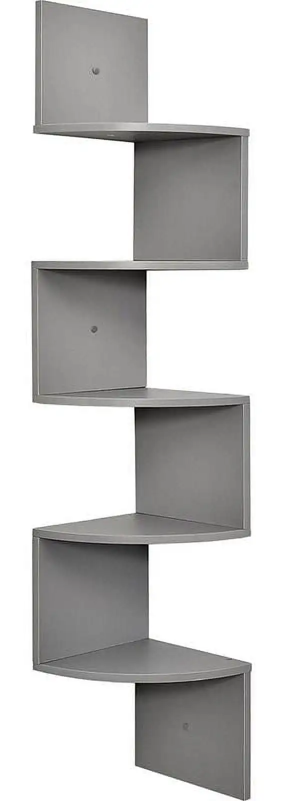 

Greenco 5 Tier Wood Floating Wall Mount Corner Shelves Gray Finish