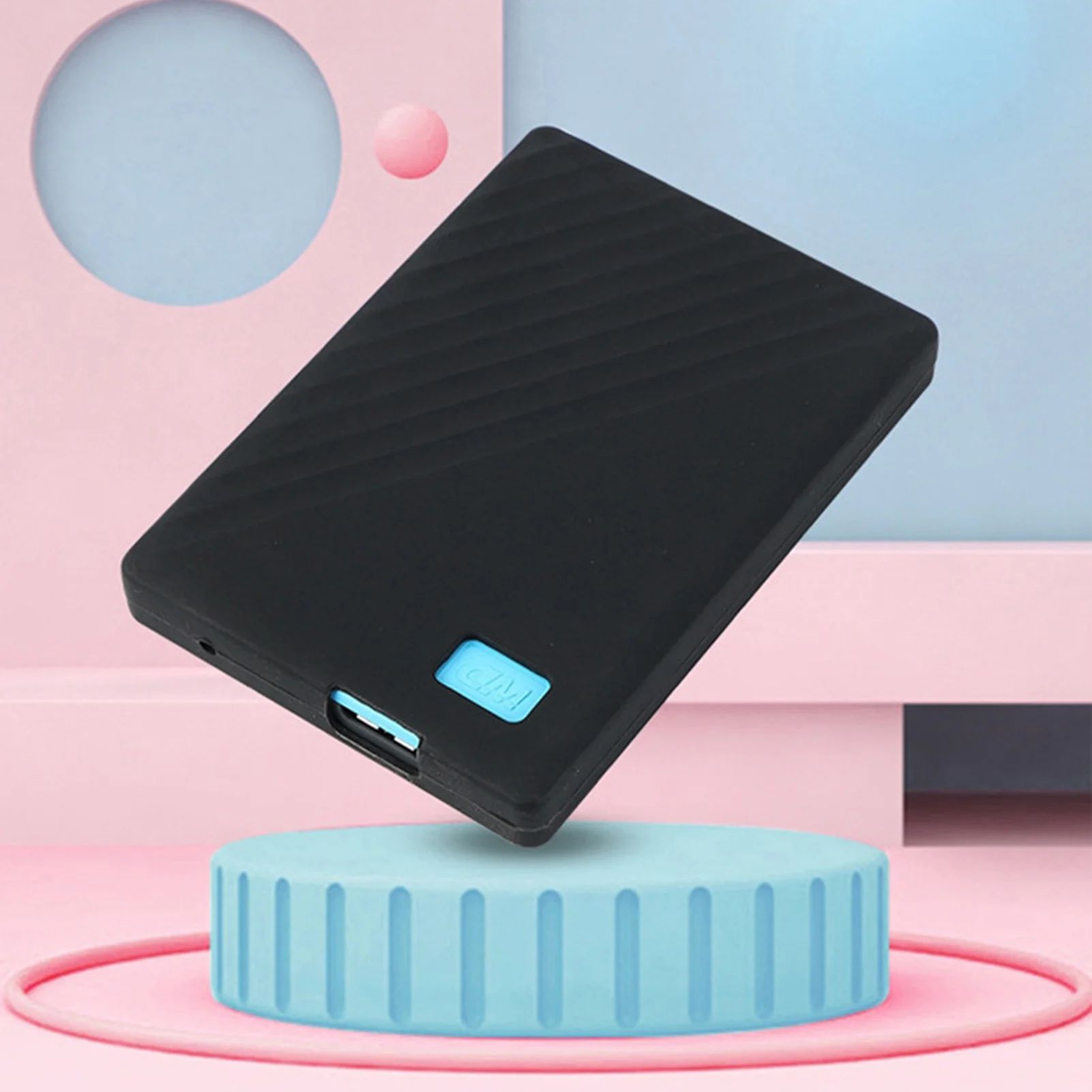 Mobile hard disk silicone shockproof elastic protective cover easy-to-install portable drive case
