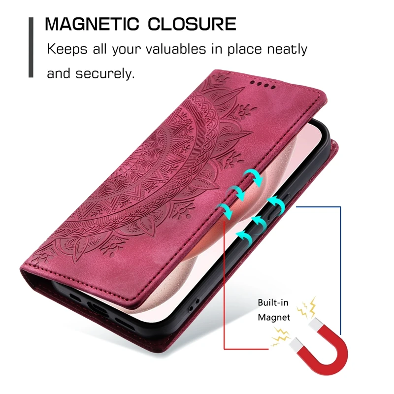 Mandala Leather Magnetic Phone Case Cover, Compatible with Samsung Galaxy A56