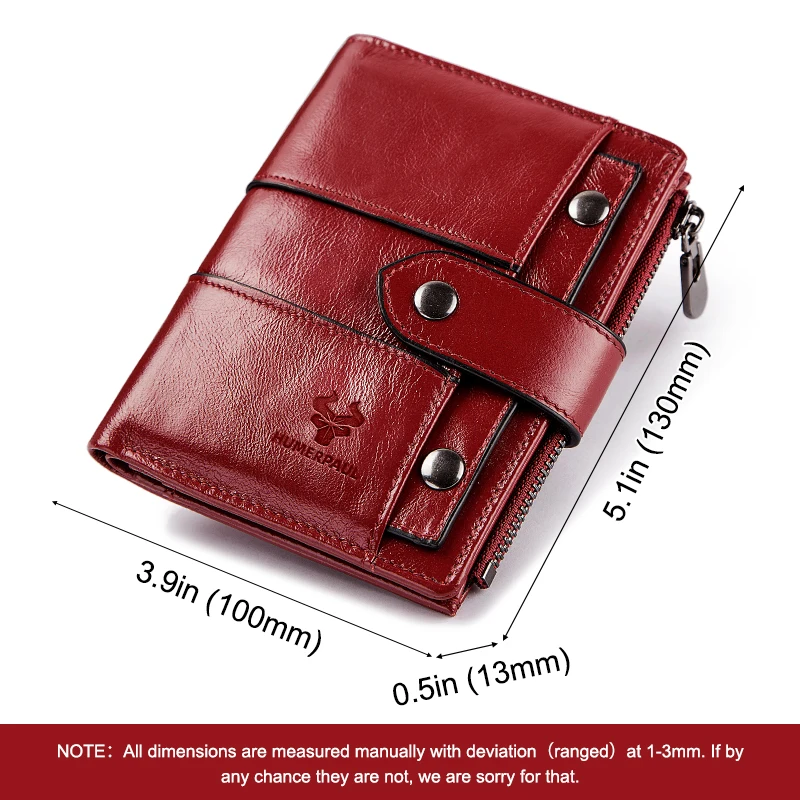 100% Genuine Leather Wallet for Women Luxury Design RFID Card Holder with Zipper Coin Pocket Bifold Multi-functional Money Purse 4