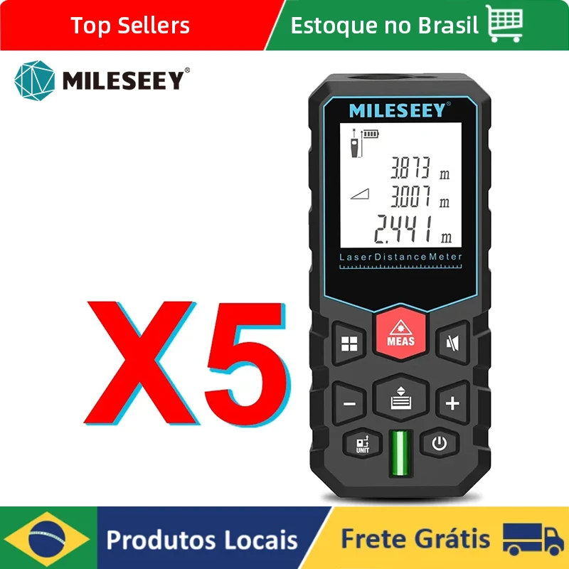 Mileseey-Medidor de Distância Laser Eletrônico, Fita Digital, Rangefinder, Trena, Metro, Range Finder, fita métrica