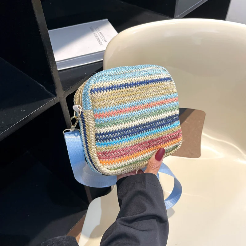 

Women's Bag Fashion Messenger Woman 2023 Striped Weave Single Female Mobile Phone Crossbody Casual Shoudler