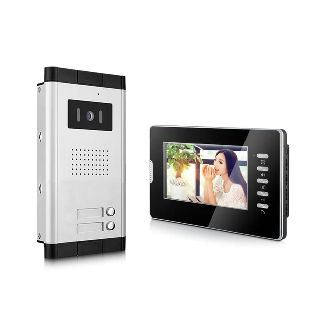 SmartYIBA 7" Video Intercom Residential Entry Phone System For 2 Units Apartment Home Security Video Door Bell With Camera 3