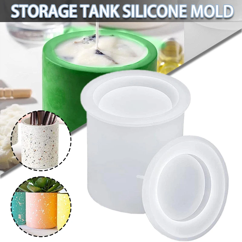 

Round Candle Jar Concrete Mold DIY Handmade Fragrance Candle Wax Storage Box Cement Plaster Silicone Molds Home Craft Decoration