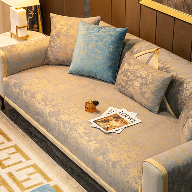 Nordic Light luxury Sofa Cover Cushion L Shape Leather Couch Cover Four