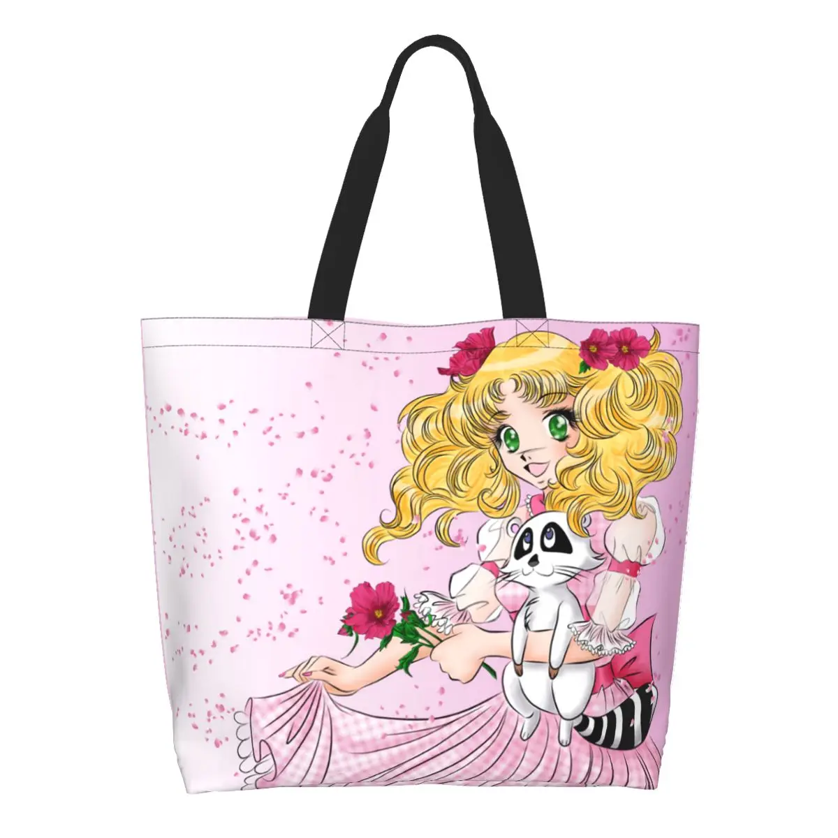 

Anime Manga Candy Candy Groceries Shopping Bags Cute Printing Canvas Shopper Tote Shoulder Bags Large Capacity Durable Handbag