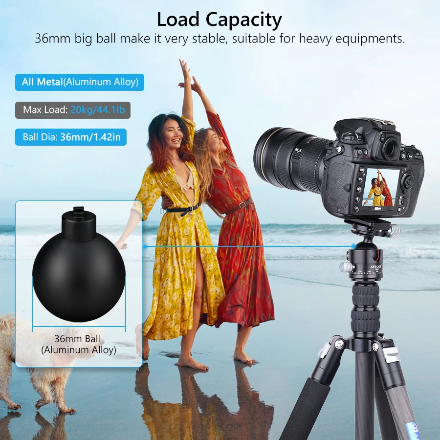 Description Picture 3 of itemARTCISE CB36 360° Panoramic All Metal LowProfile Gravity Center Ballhead for Tripod Monopod,DSLR Cameras,Camcorder Max Load 20kg