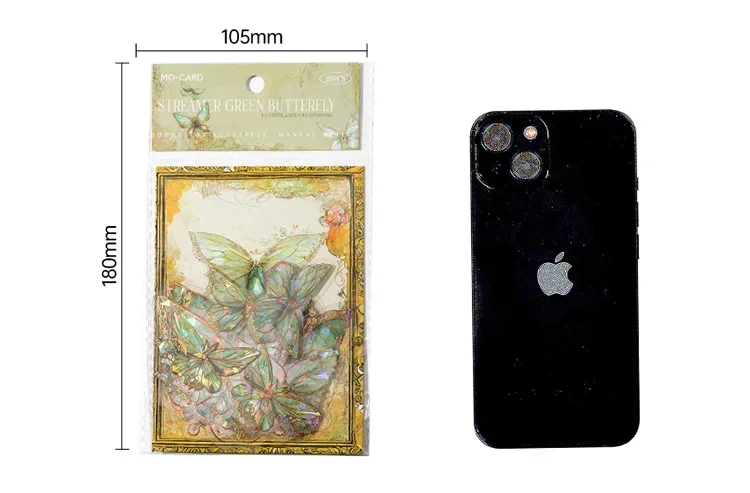 20pcs/pack Stickers Ice Crystal Laser Butterfly Laser Gold DIY Decorative Scrapbooking Material Collage Sticker Journal