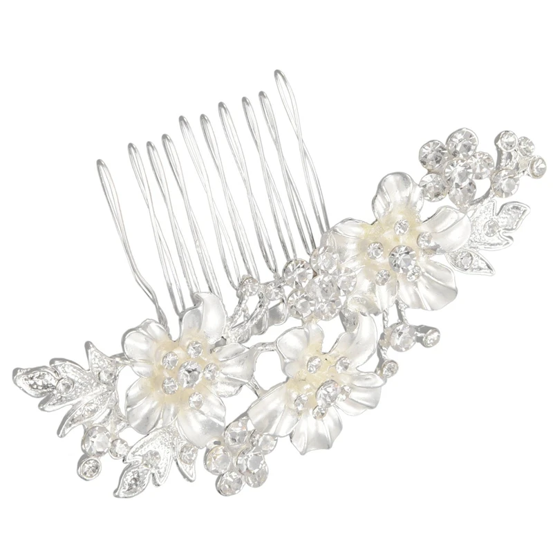 

3X Wedding Bridal Hair Combs Vintage Imitation Crystal Hairpins Prom Jewelry Gold Silver Flower Pattern Hair Pins