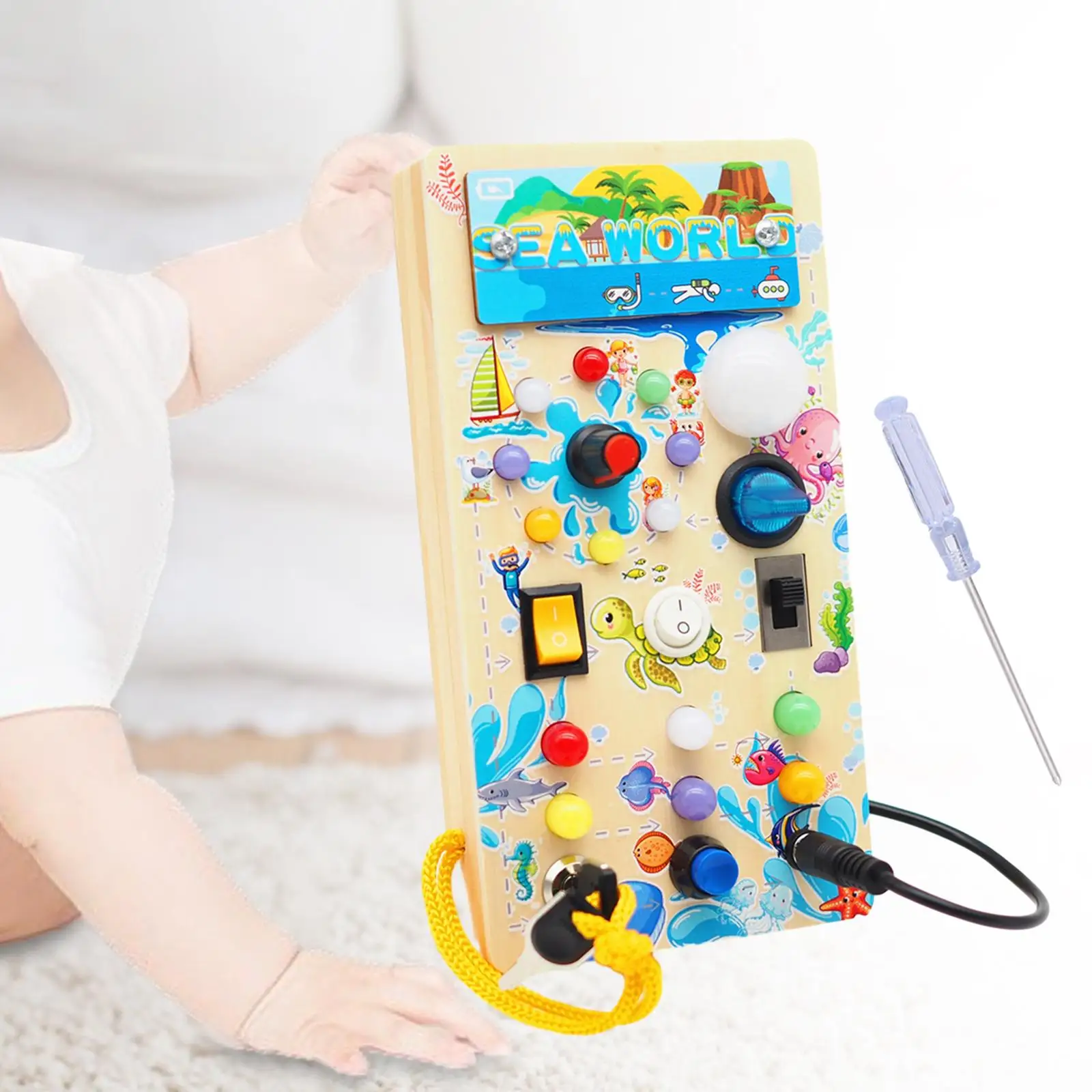 

Montessori Busy Board for 1+ Year Old Baby Early Educational Sensory Toy