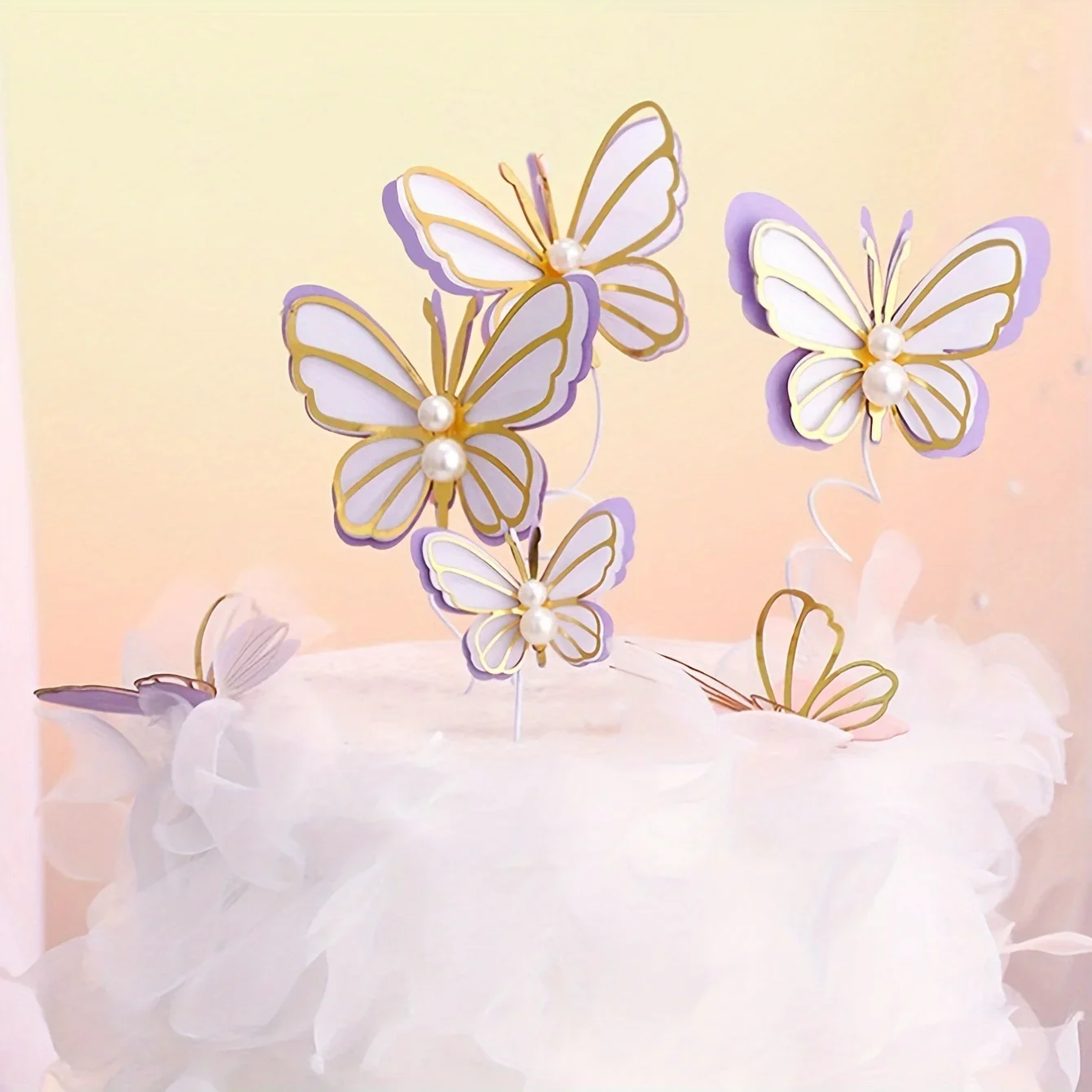 3/6pcs-Butterfly Cake Topper Sparkly 3D Butterfly