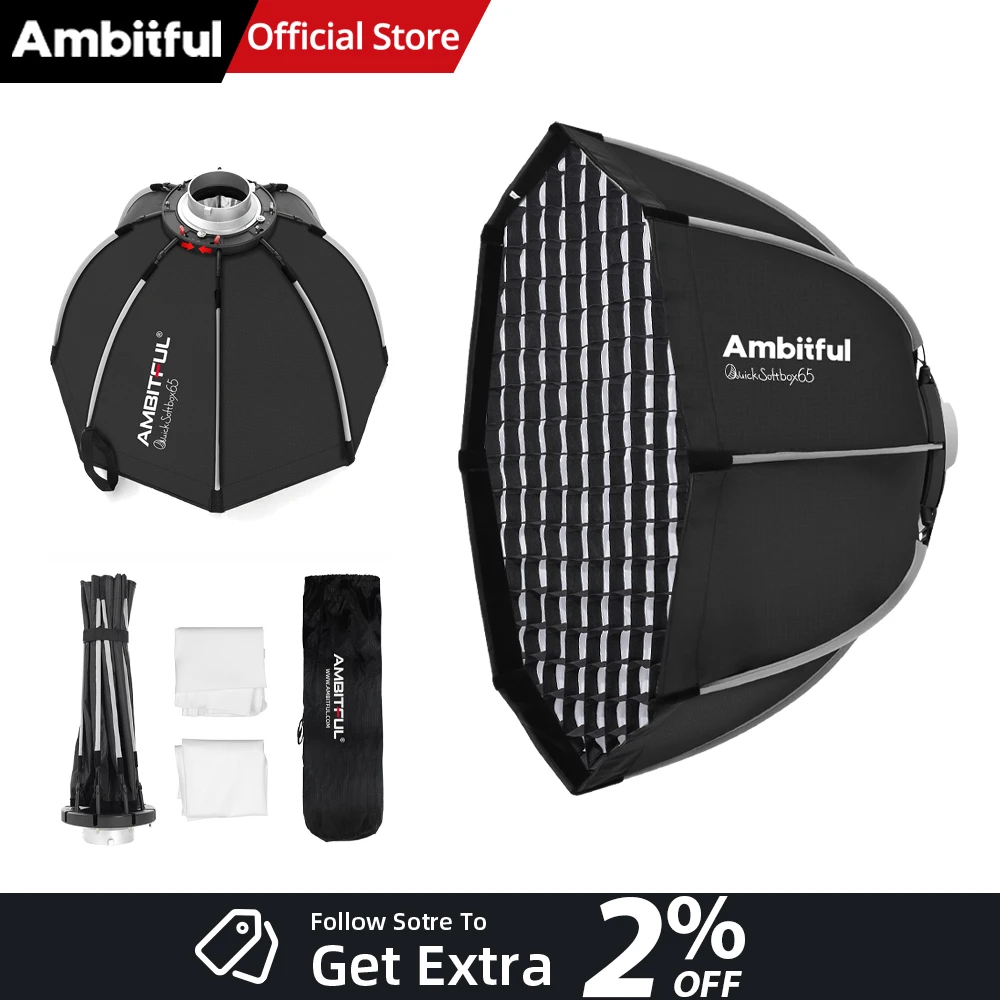 AMBITFUL 65cm 보웬스 마운트 / 플래시 브래킷 옥타곤 소프트박스 허니..
